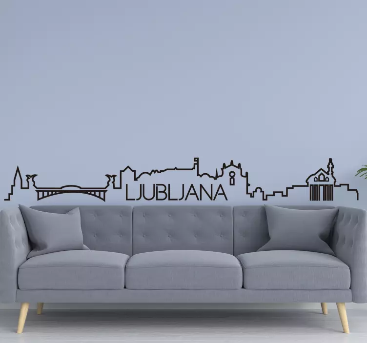 Ljubljana skyline line risba skyline decor - TenStickers