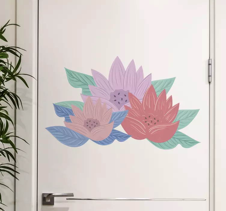 Lotus blossom arrangement nalepka za vrata - TenStickers