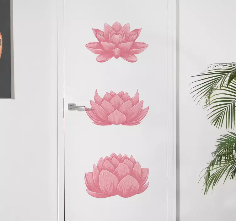 Lotus flower arrangement nalepka za vrata - TenStickers