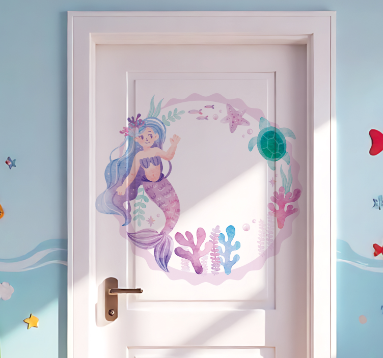 Mermaid for kids room nalepka za vrata - TenStickers