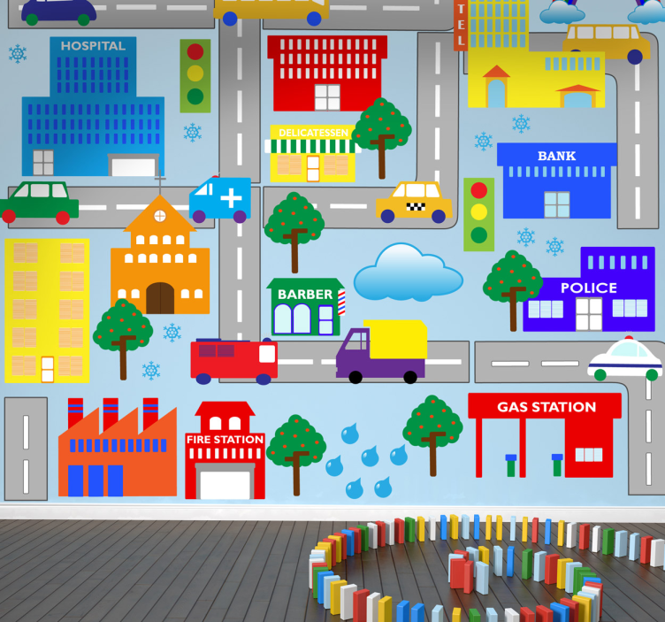 Mestne ceste otroci nalepka - TenStickers