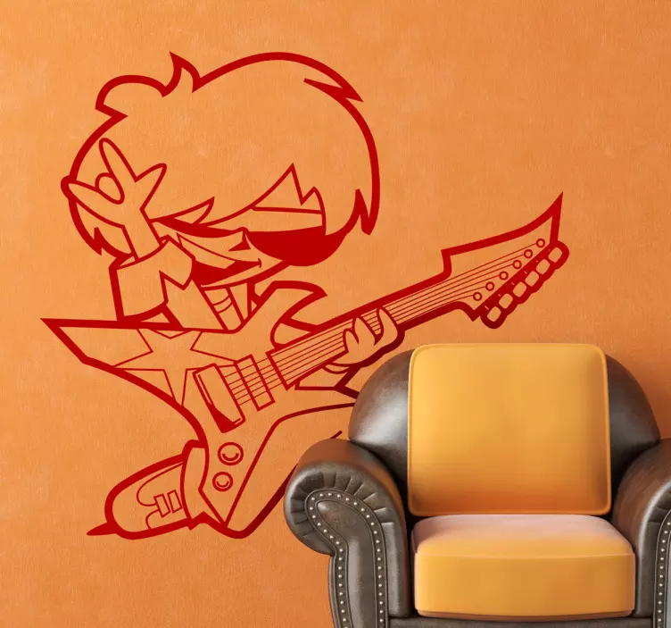 Mlada rock kitaristka otroka nalepka - TenStickers