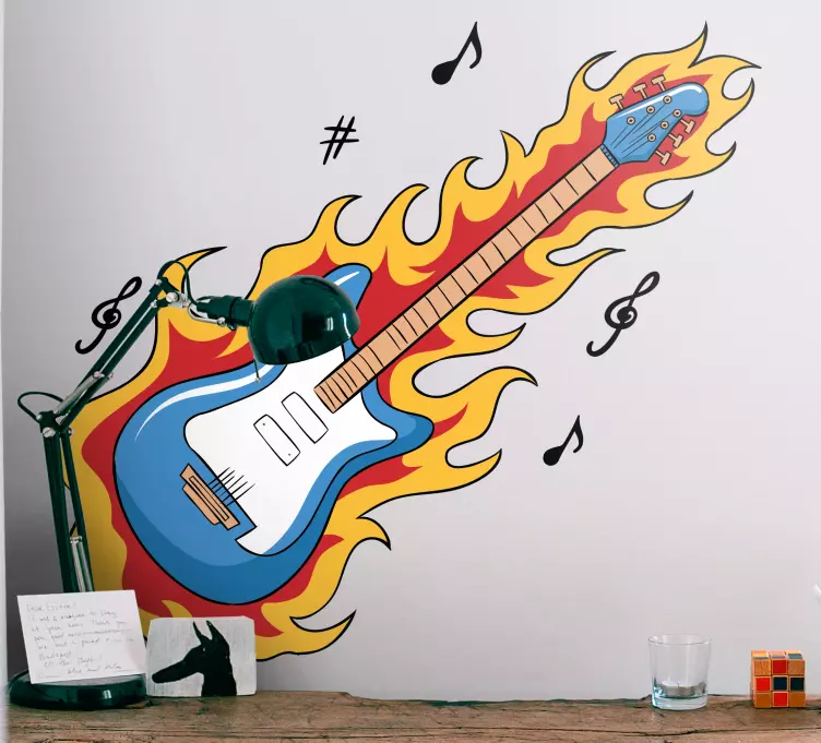 Modra kitara rock vinil nalepka - TenStickers