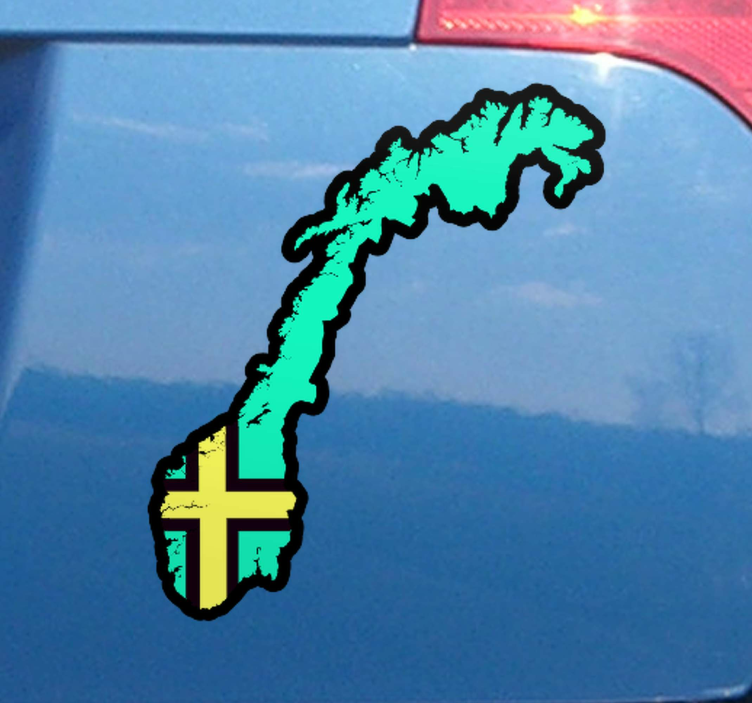 Modri norveški zemljevid z zastavico avtomobila - TenStickers