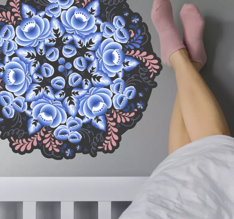 Motiv botanične mandale nalepka rože - TenStickers