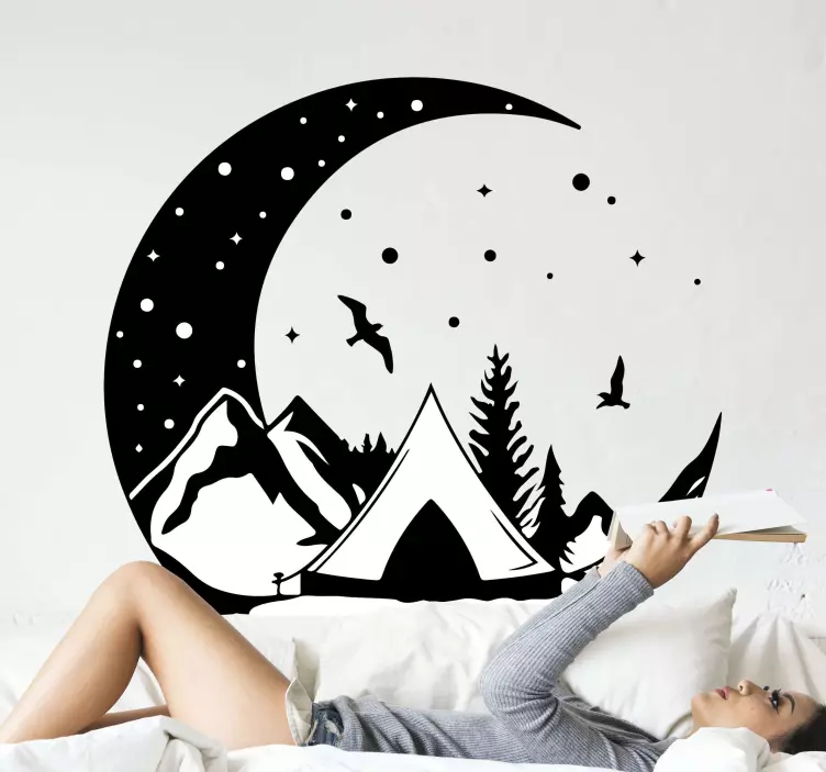 Mountain moon scene naravna nalepka - TenStickers
