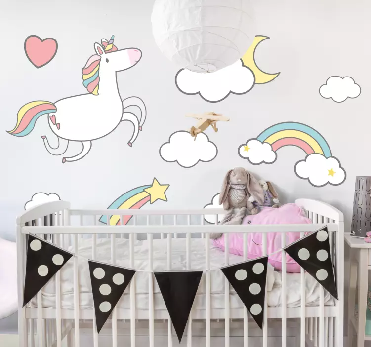 Whimsical unicorn motif nalepka za dojenčka - TenStickers