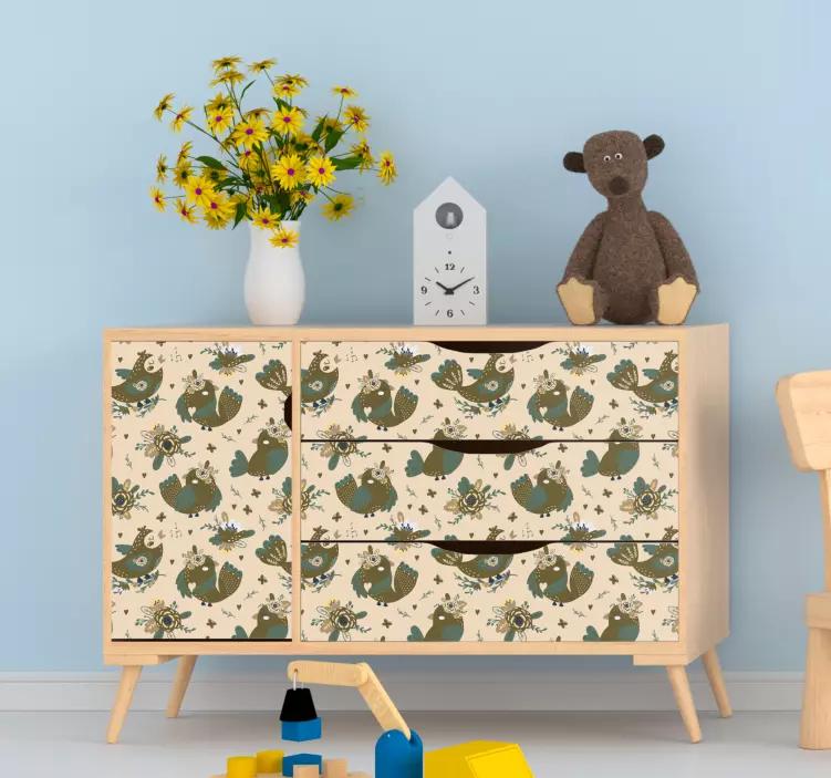 Muhast vzorec ptice nalepka - TenStickers