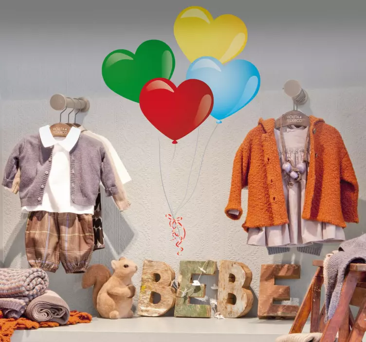 Nalepka barvnih srčnih balonov - TenStickers