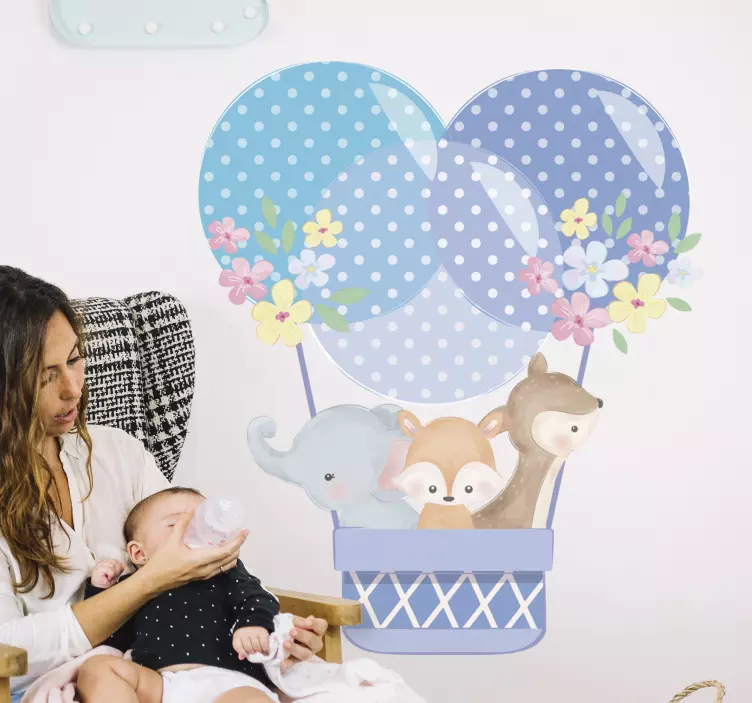 Akvarel živali nalepke za stene z balonom - TenStickers