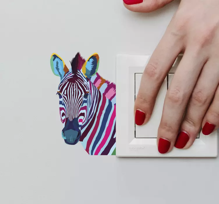 Nalepka zebra pop art stikalo za luč - TenStickers