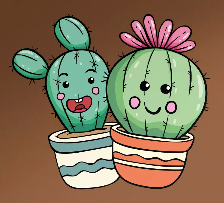 Nalepka za steno spalnica happy cactus friends - TenStickers