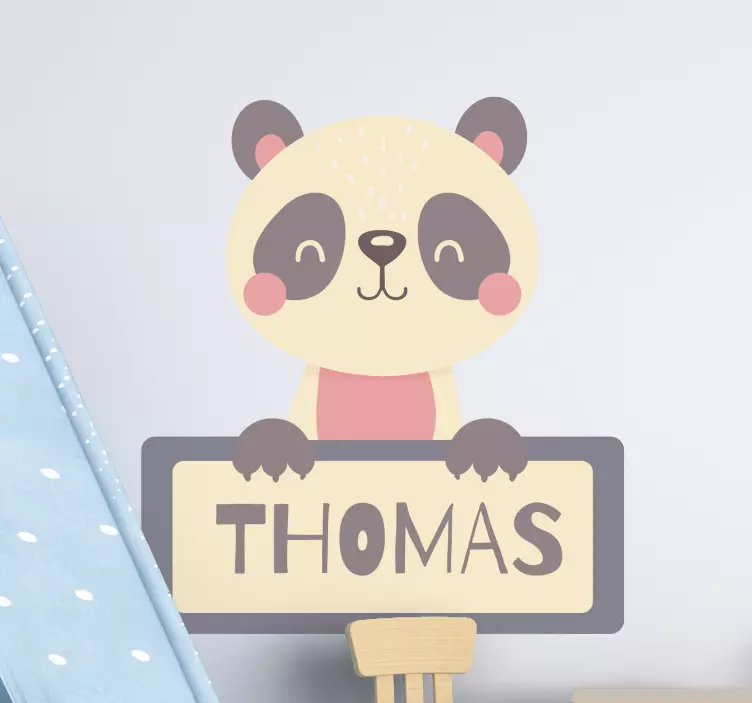 Nalepka panda character holding sign - TenStickers