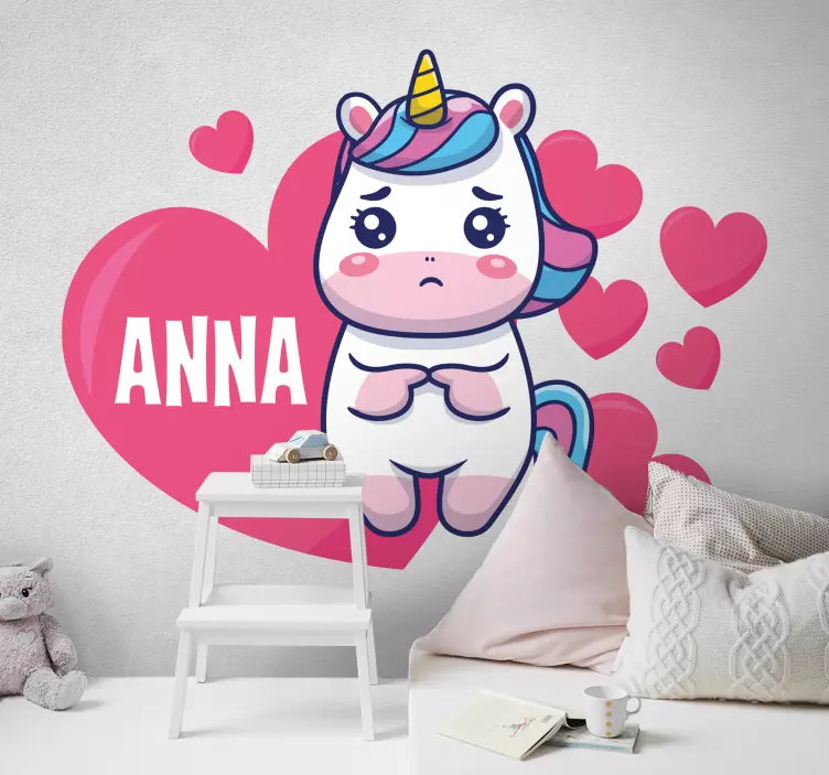 Nalepka žalostni samorog s srčki - TenStickers