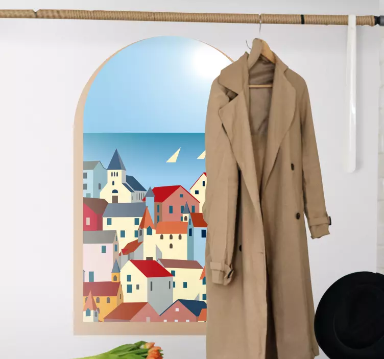 Grška risanka skozi okno država nalepka - TenStickers