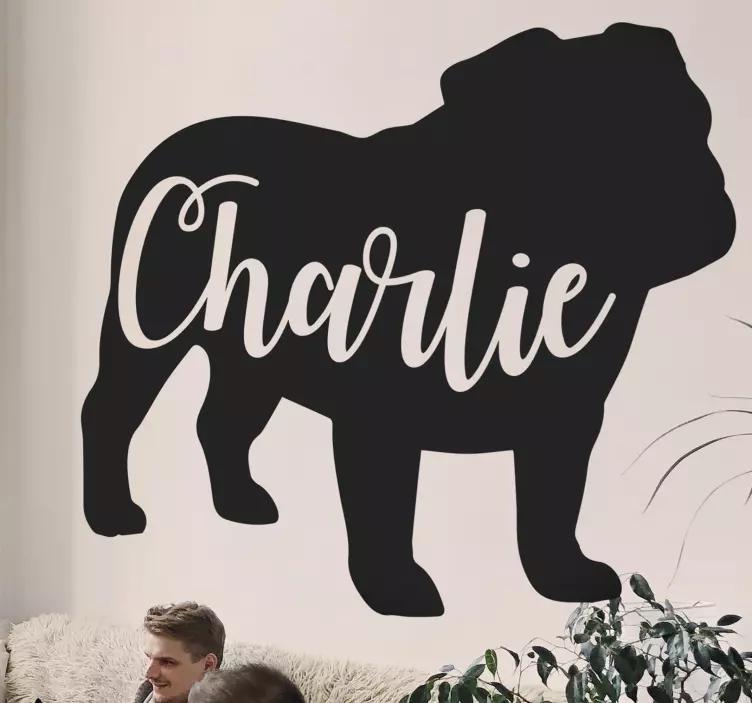 Personalizirano ime silhueta britanskega buldoga - TenStickers