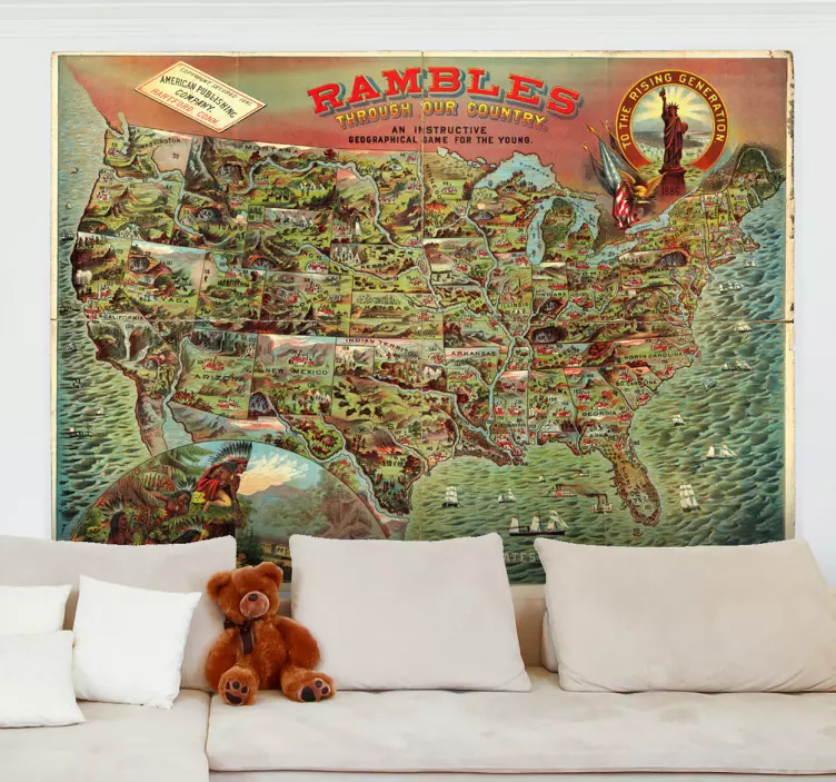 Nalepka starega zemljevida združenih držav - TenStickers