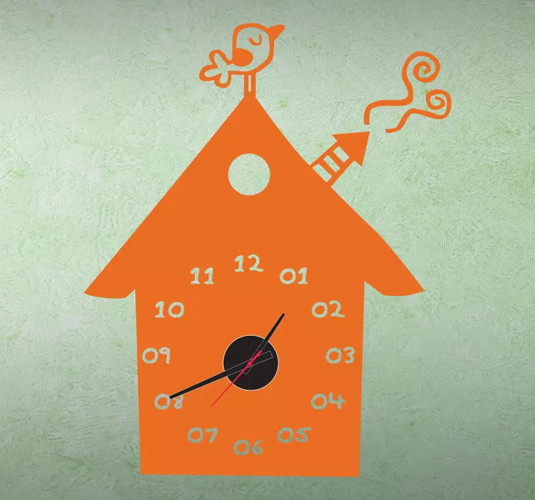 Nalepka stenske ure za otroke ptičje hiše - TenStickers