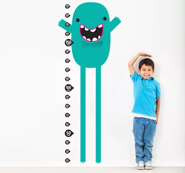 Nalepka višine teal monster - TenStickers