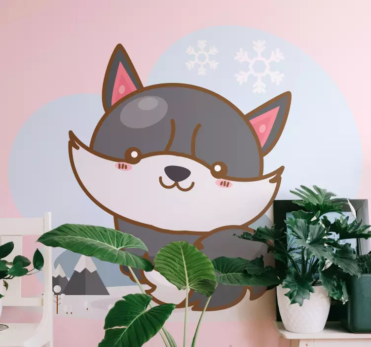 Volk risanka visok siv volk nalepka divjih živali - TenStickers