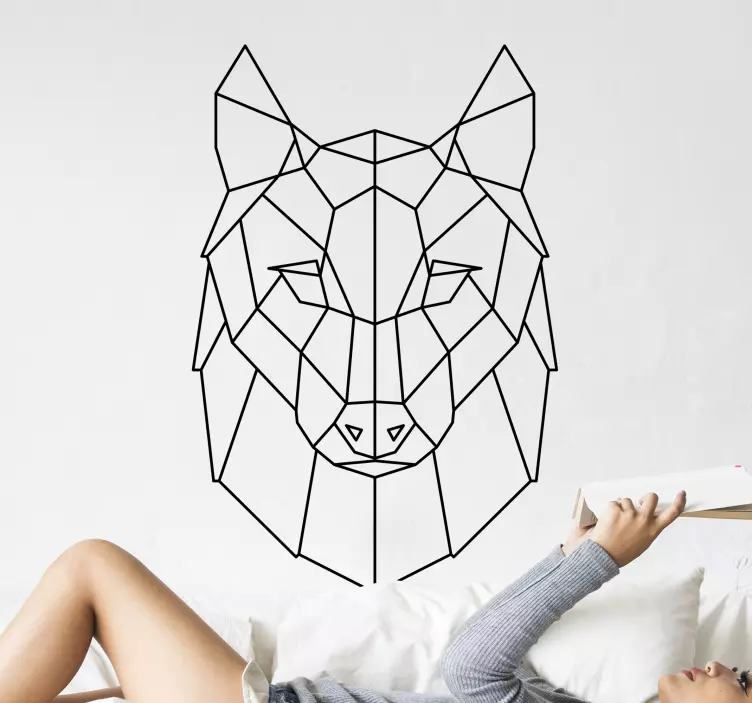 Volčja glava elegantna silhueta nalepka divjih živali - TenStickers