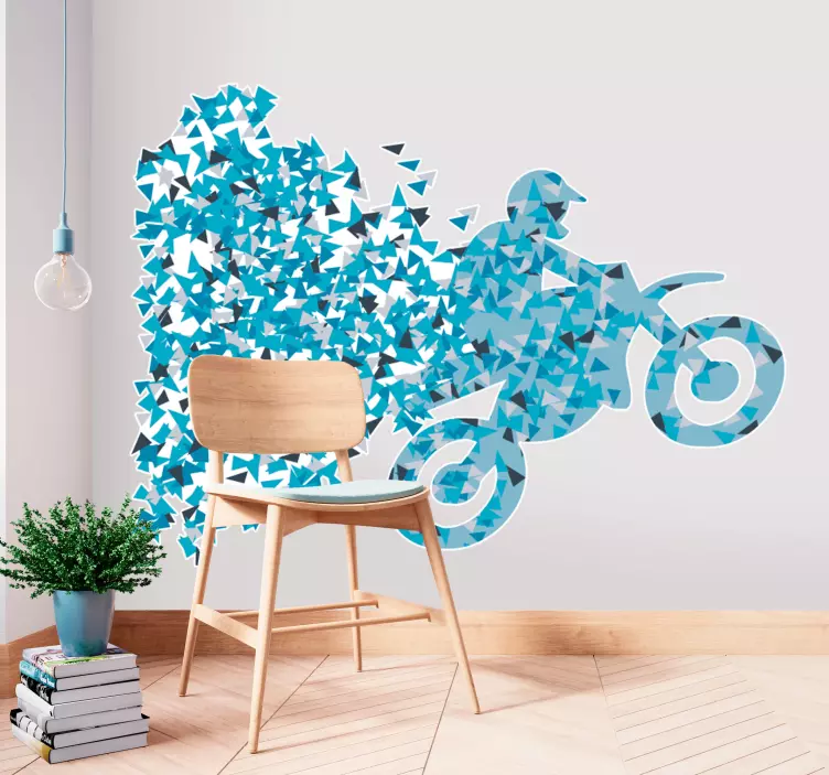 Nalepka z geometrijskim motoross dirkačem - TenStickers