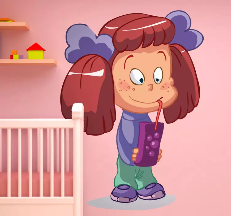 Nalepka za deklico, ki pije sok - TenStickers