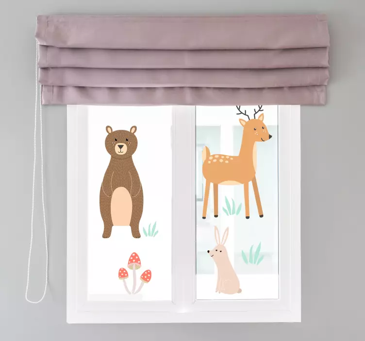 Nalepka oken gozdnih živali - TenStickers