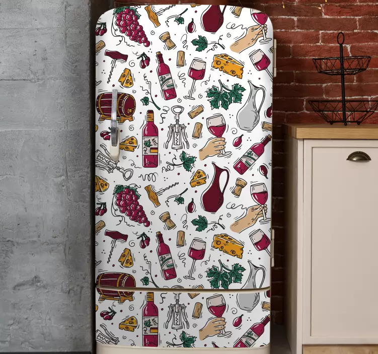 Grozdje, nalepka za hladilnik z vzorcem vintage - TenStickers