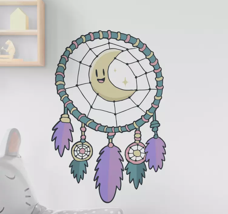 Modra in vijolična luna dreamcatcher predmeta nalepka - TenStickers