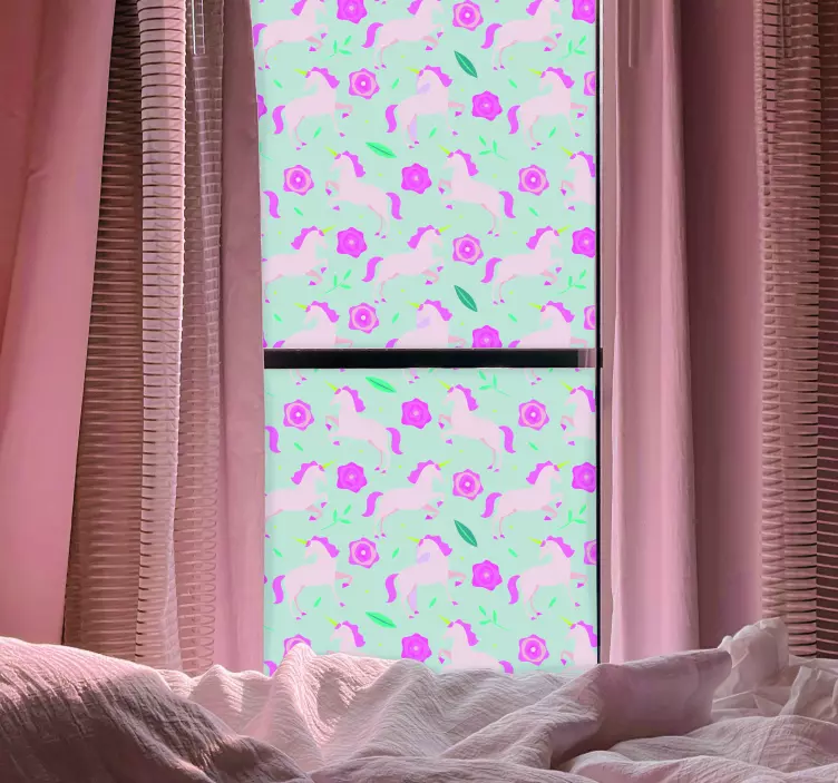 Nalepka za okna z vzorcem cvetličnega samoroga - TenStickers