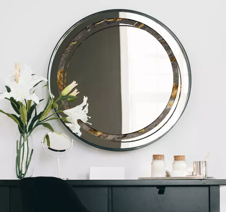 Nalepka za okroglo ogledalo okvir kamnite teksture ogledalo - TenStickers