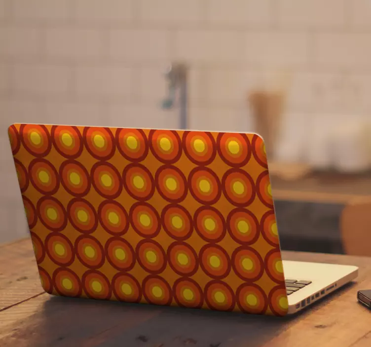 70-ih oranžni krogi laptop skin - TenStickers