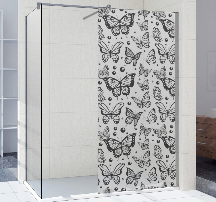 Nalepka za tuširanje enobarvnih metuljev in pik - TenStickers