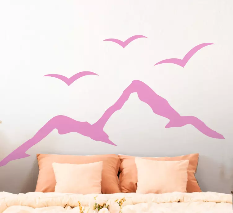 Nalepka gorska silhueta in ptice - TenStickers