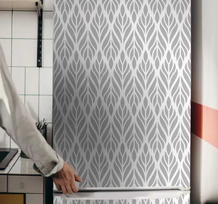 Nalepka hladilnika z etničnim cvetličnim sivim vzorcem - TenStickers