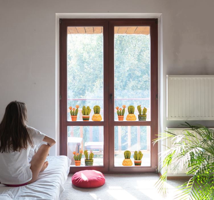 Oblike kaktusov nalepka za okno - TenStickers