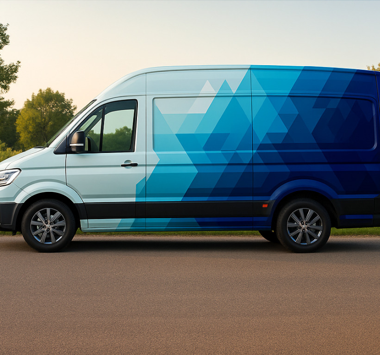 Oblikovanje modrih trikotnikov nalepka za kombi - TenStickers