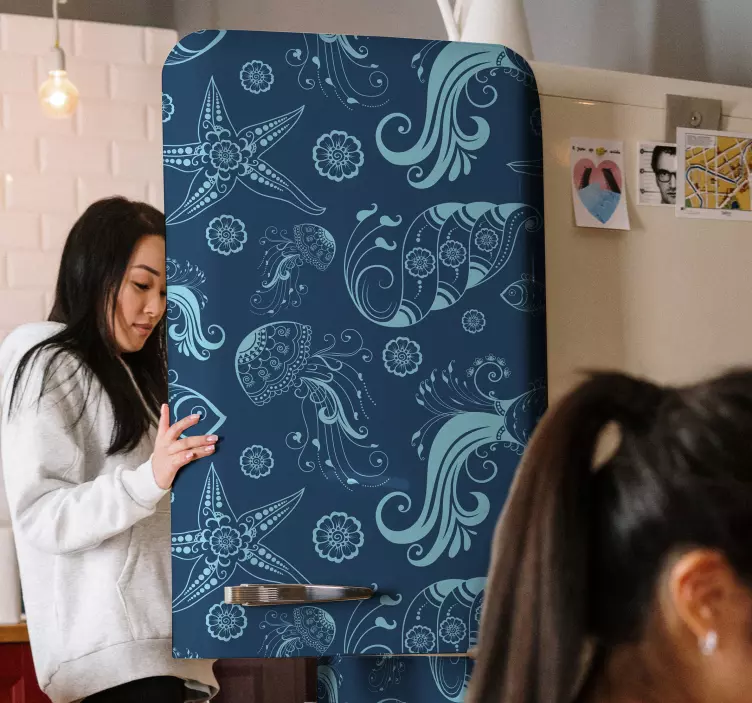 Oceansko morsko življenje nalepka za hladilnik - TenStickers