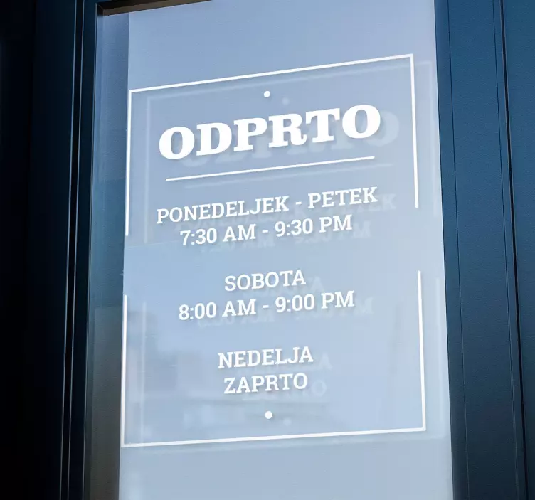 Odpiralni čas nalepka za promocijo prodaje - TenStickers