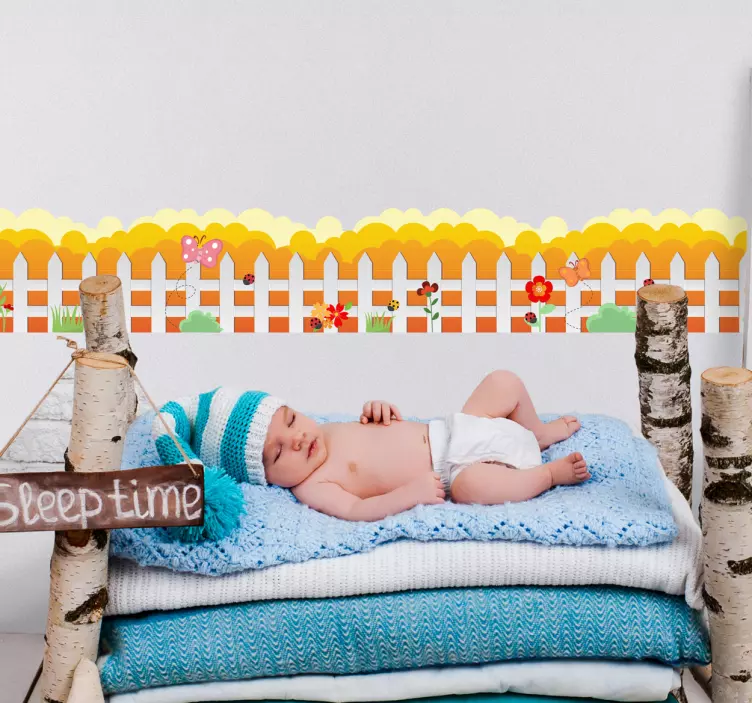 Ograja s cvetjem stenska meja decal - TenStickers