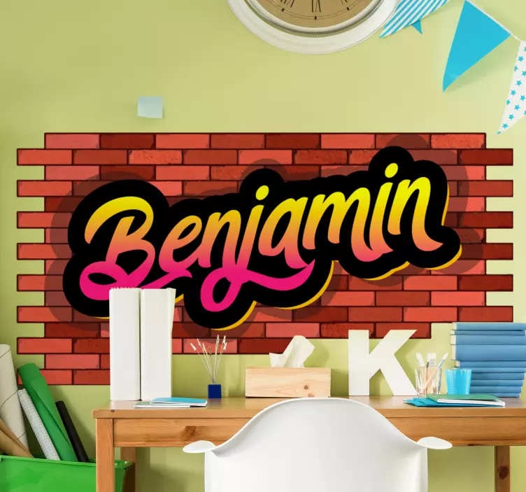 Opečna stena in nalepka urbana grafita z imenom - TenStickers