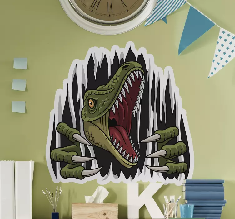 Nalepka za stene otrok dinozavra trompe l'oeil - TenStickers