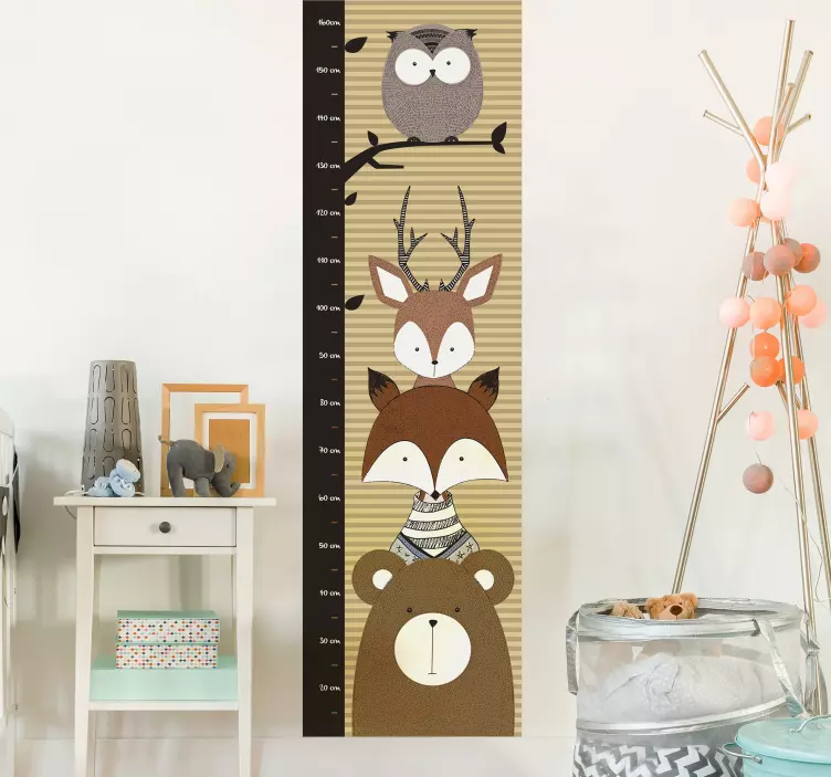 Nalepka otroške živali višina merilnika - TenStickers