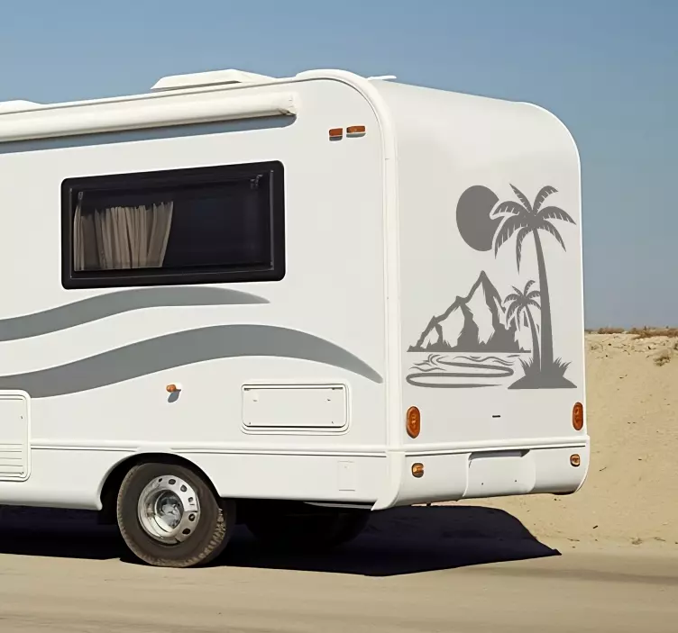 Palmova drevesa in gore nalepka za avtodom - TenStickers