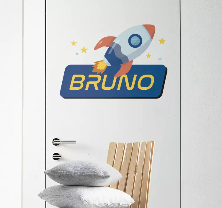Personalizirana nalepka na vratih z imenom raketa - TenStickers