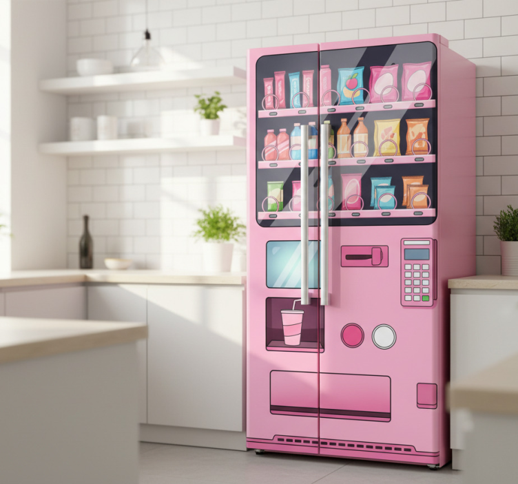 Pink vending machine nalepka za hladilnik - TenStickers