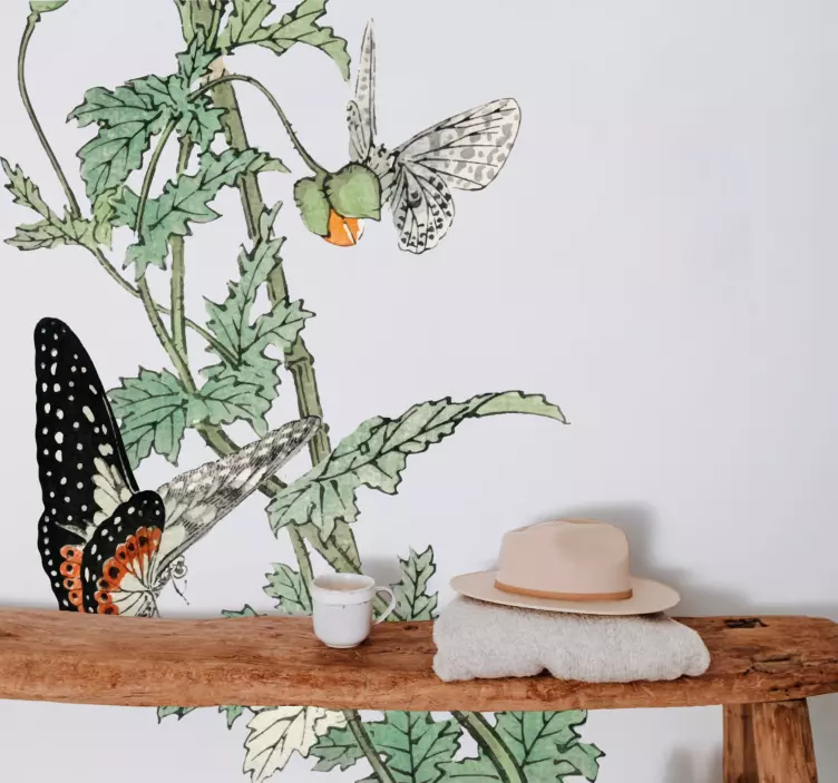 Pisan vrt metuljev nalepka za rastline - TenStickers