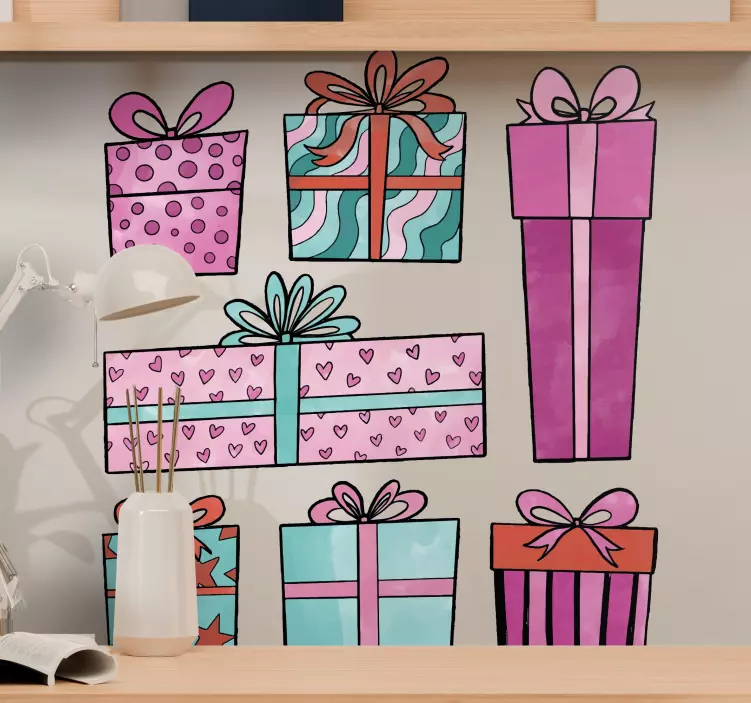 Colorful gift bins z božičnimi nalepkami - TenStickers