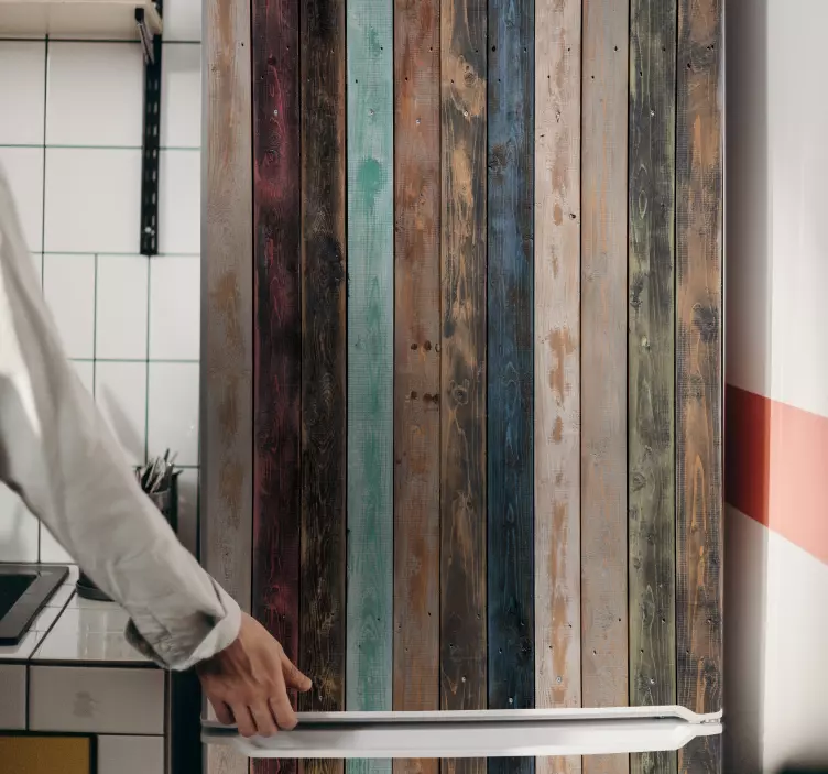 Pisane pobarvane navpične deske nalepka za hladilnik - TenStickers